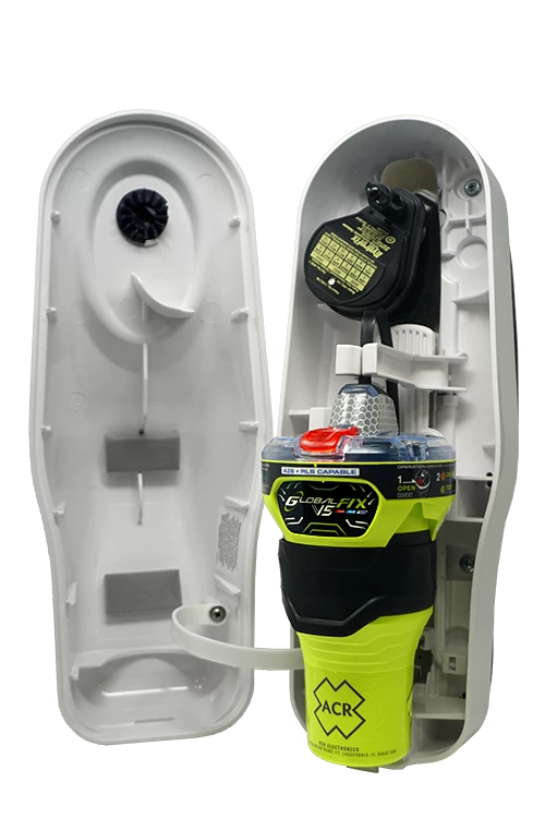 ACR GlobalFix V5 AIS EPIRB Cat I met hydrostatische behuizing, zijaanzicht