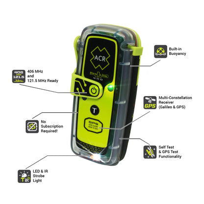 Functieoverzicht ACR ResQLink 400 personal locator beacon